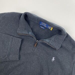 Polo Ralph Lauren Sweater Mens Extra Large Gray Estate Rib 1/4 Zip Pullover